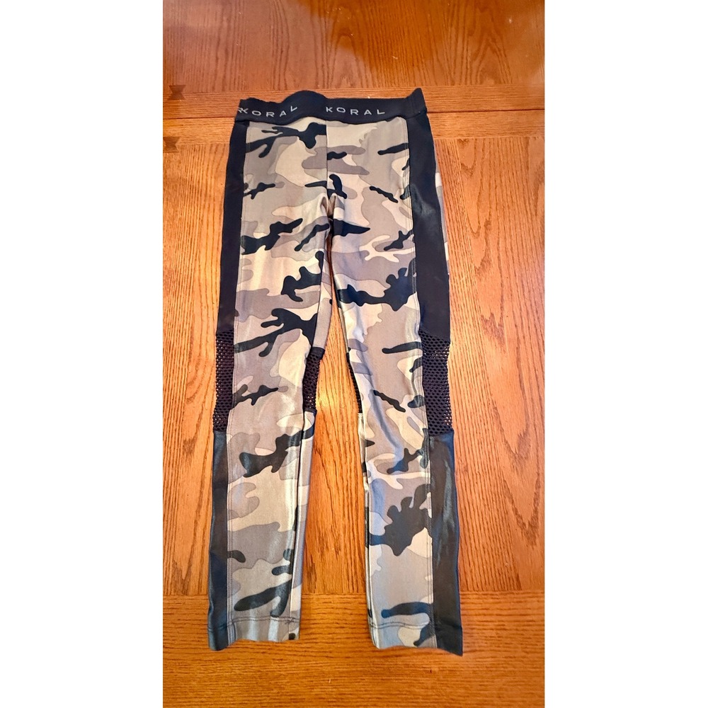 Koral Leggings Women Medium Grey Camo Mesh Insert Activewear Streetwear